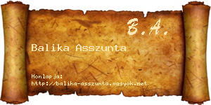 Balika Asszunta névjegykártya